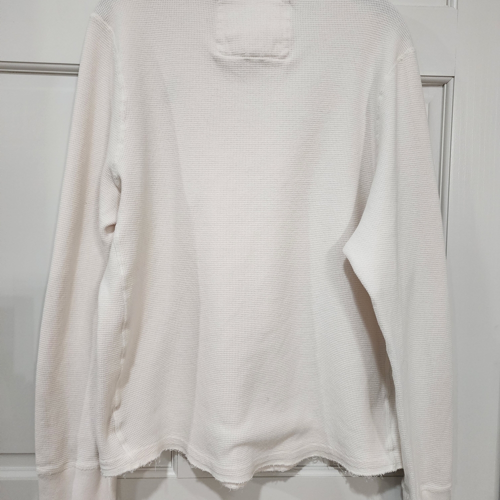 Vintage Mens XXL Waffel Knit Long Sleeve Muscle Shirt Light Tan Moose Logo - Picture 3 of 7